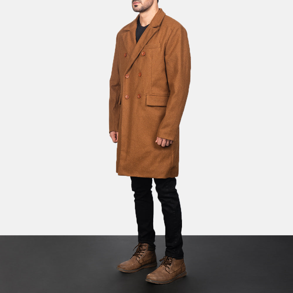 Claud Khaki Wool Double Breasted Coat by Dash Racegear - men Jacket view 2