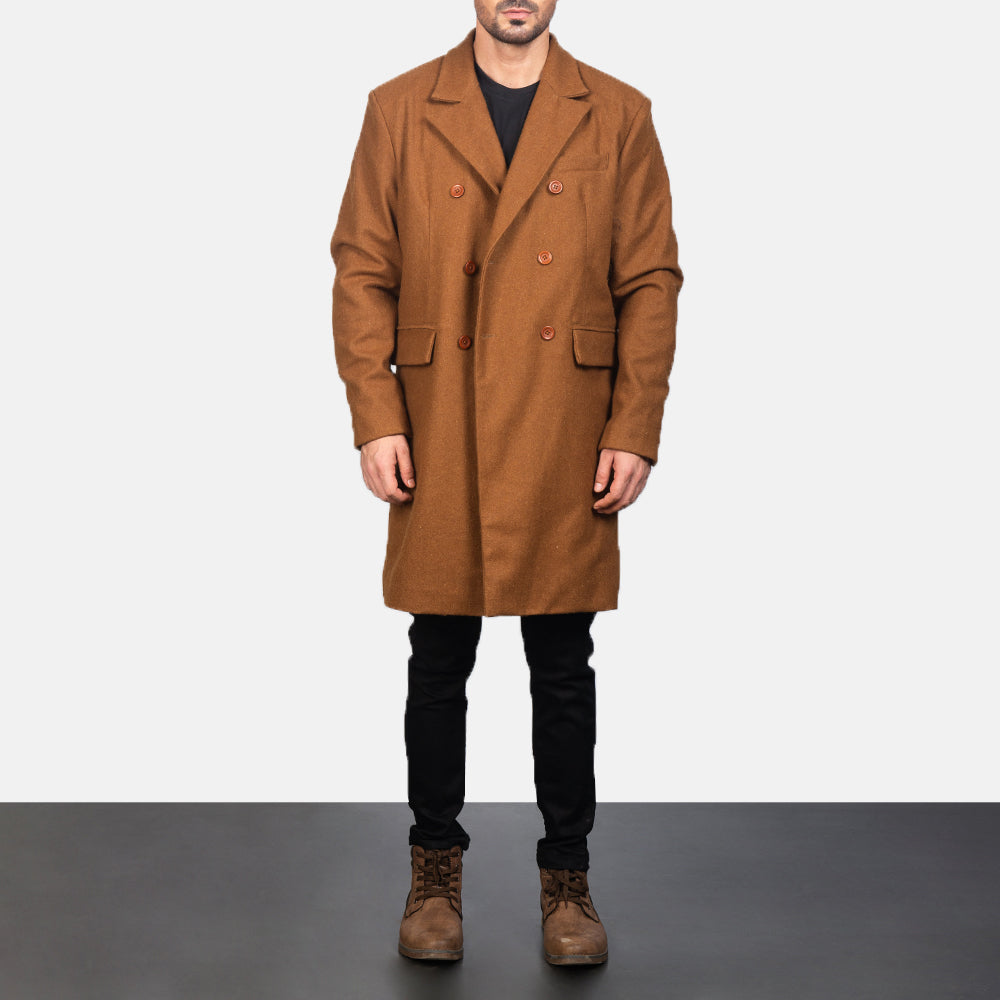 Claud Khaki Wool Double Breasted Coat by Dash Racegear - men Jacket view 3