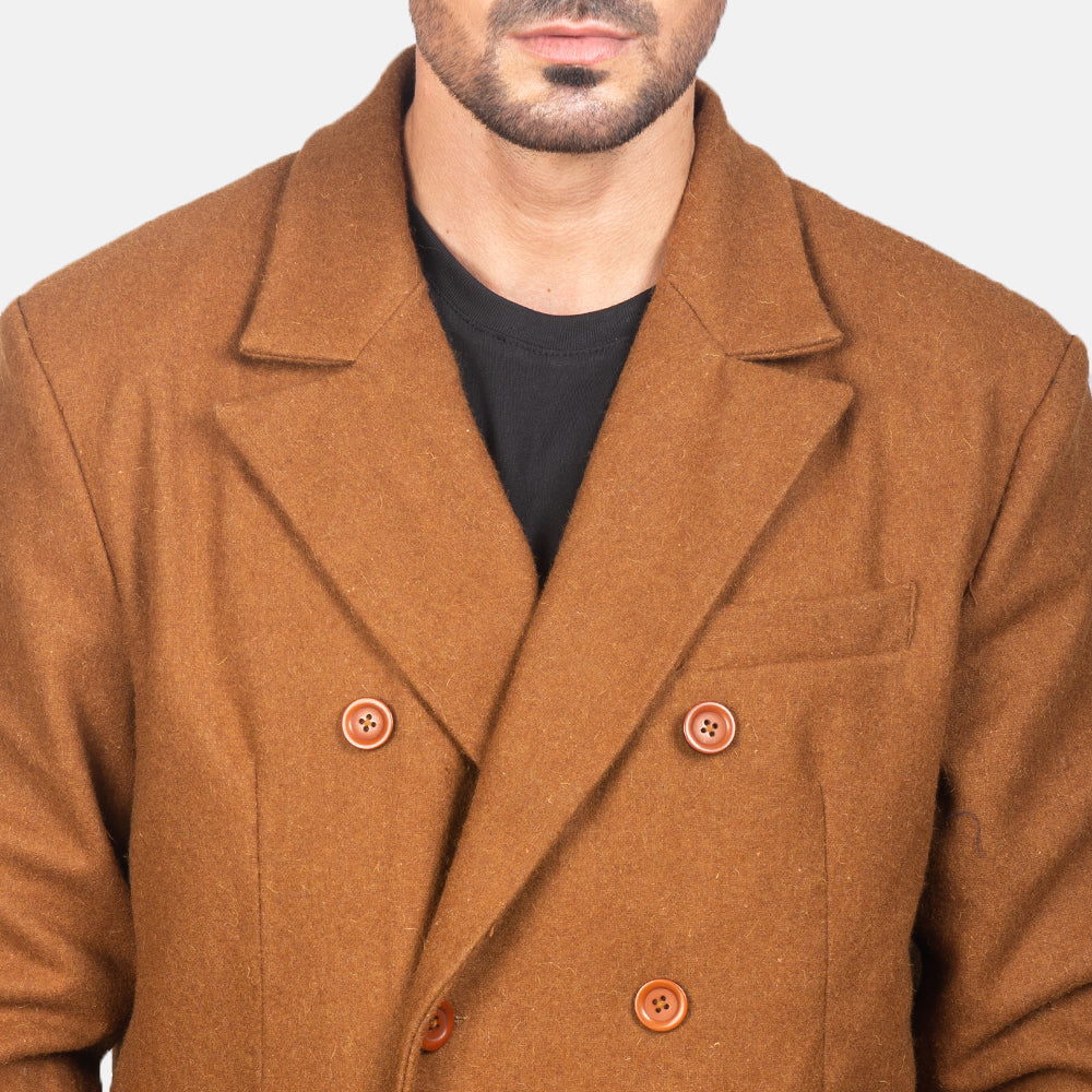 Claud Khaki Wool Double Breasted Coat by Dash Racegear - men Jacket view 6