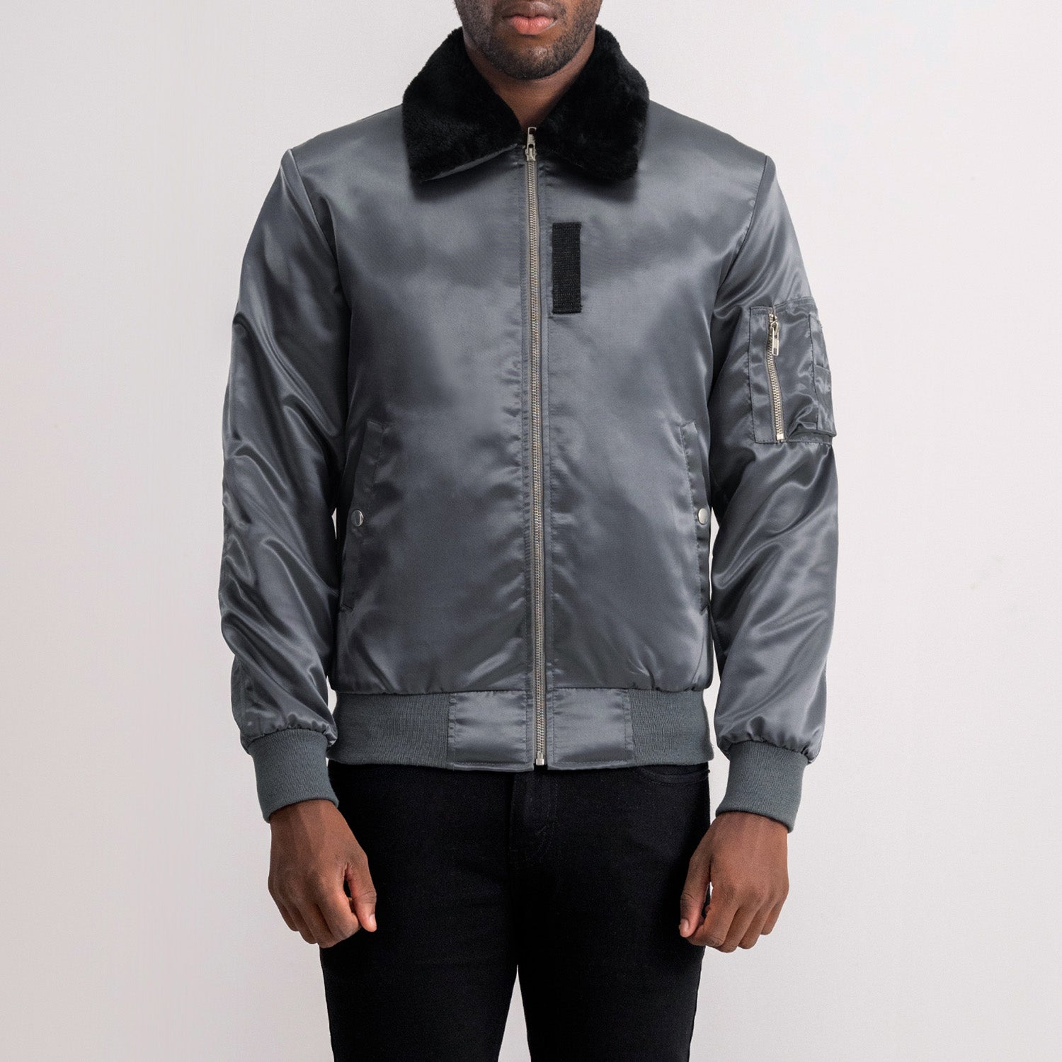 Clyde B-15 Grey Bomber Jacket by Dash Racegear - men Jacket view 1