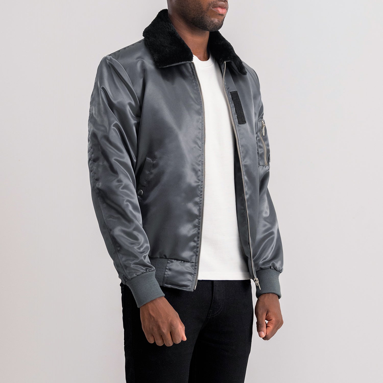 Clyde B-15 Grey Bomber Jacket by Dash Racegear - men Jacket view 2