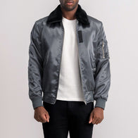 Clyde B-15 Grey Bomber Jacket by Dash Racegear - men Jacket view 3