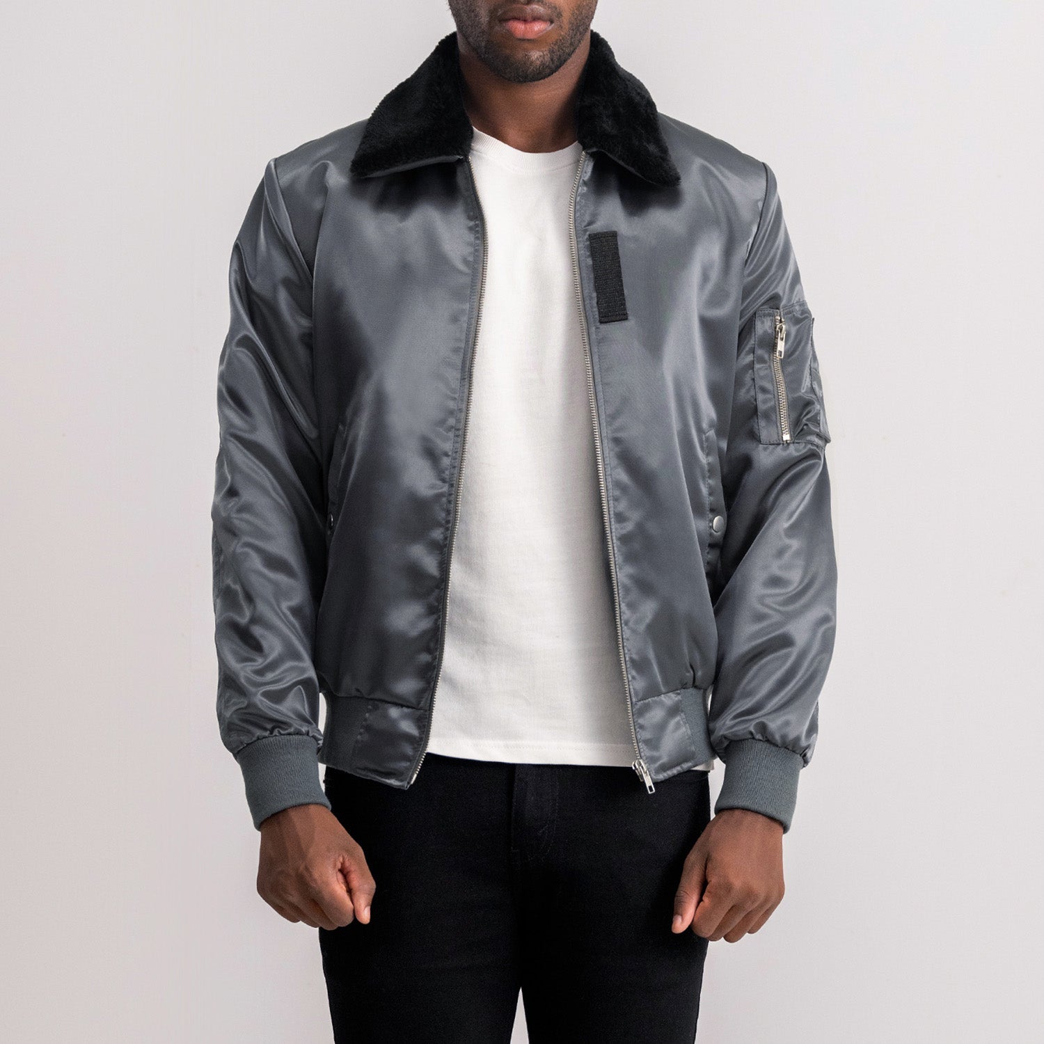 Clyde B-15 Grey Bomber Jacket by Dash Racegear - men Jacket view 3