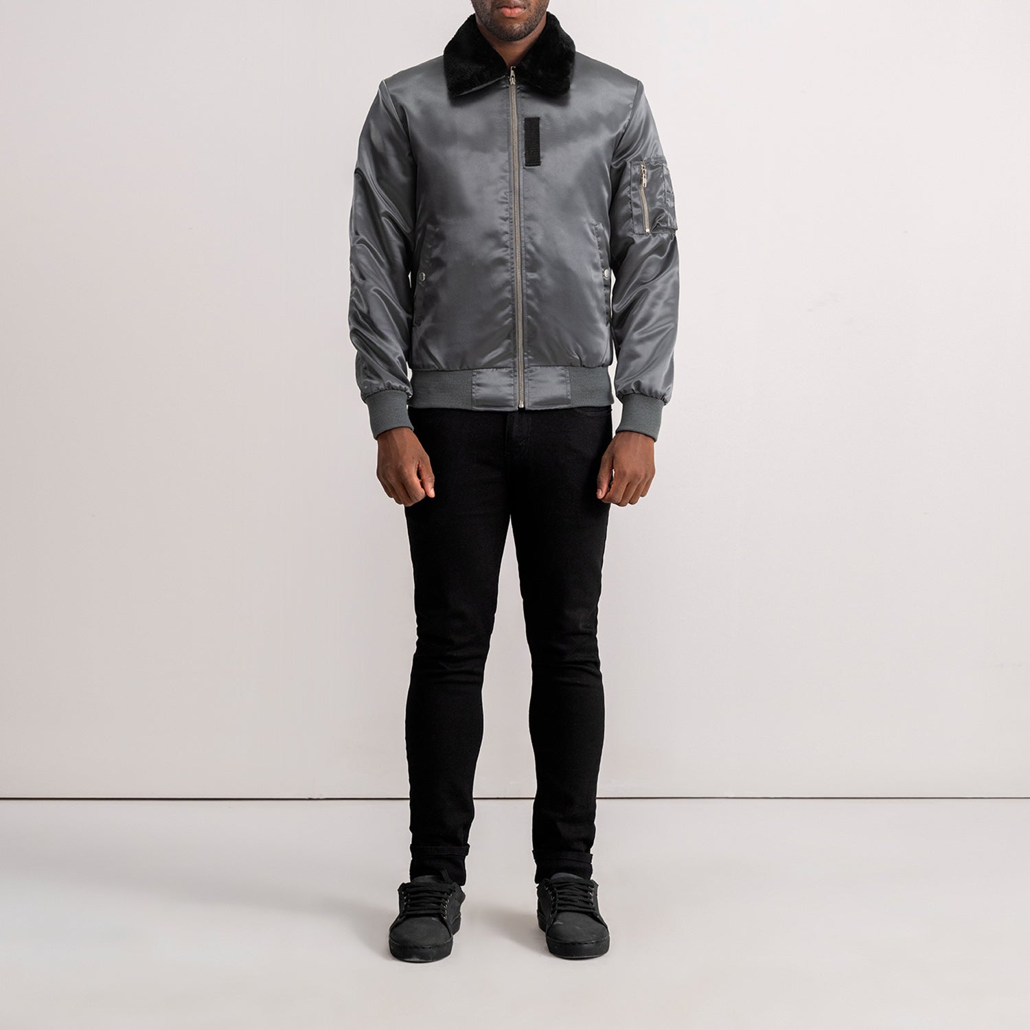 Clyde B-15 Grey Bomber Jacket by Dash Racegear - men Jacket view 4