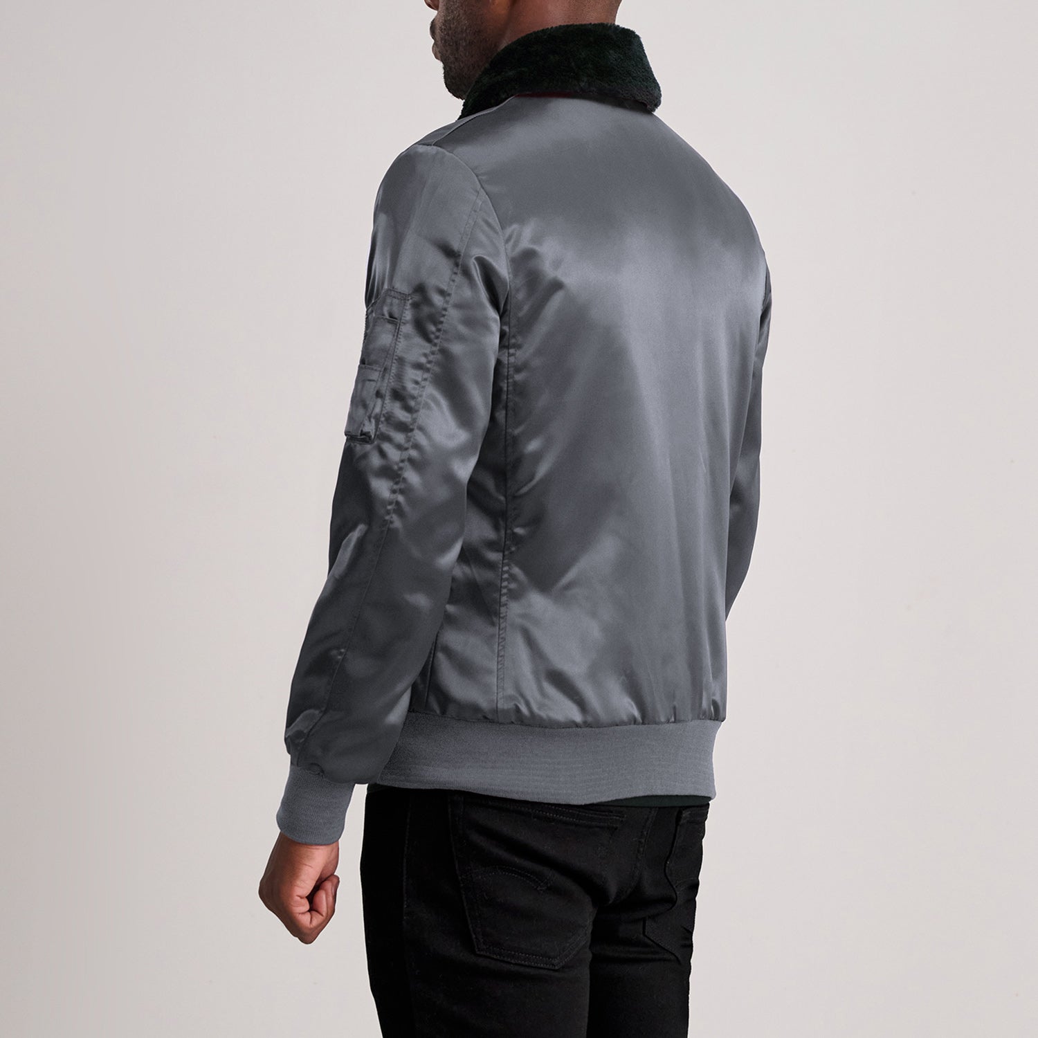 Clyde B-15 Grey Bomber Jacket by Dash Racegear - men Jacket view 5