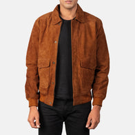 Coffmen Brown Suede A2 Bomber Jacket by Dash Racegear - men Jacket view 1