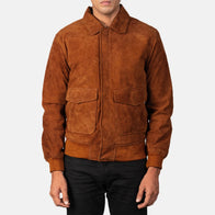 Coffmen Brown Suede A2 Bomber Jacket by Dash Racegear - men Jacket view 4