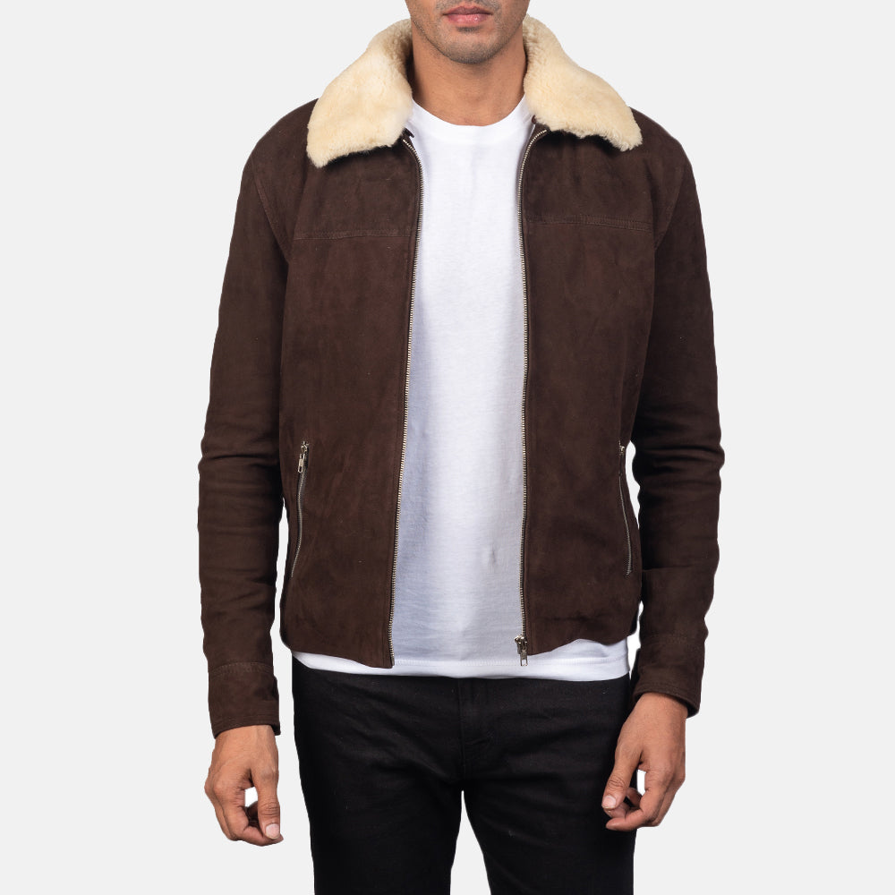 Coffner Brown Shearling Fur Jacket by Dash Racegear - men Jacket view 1