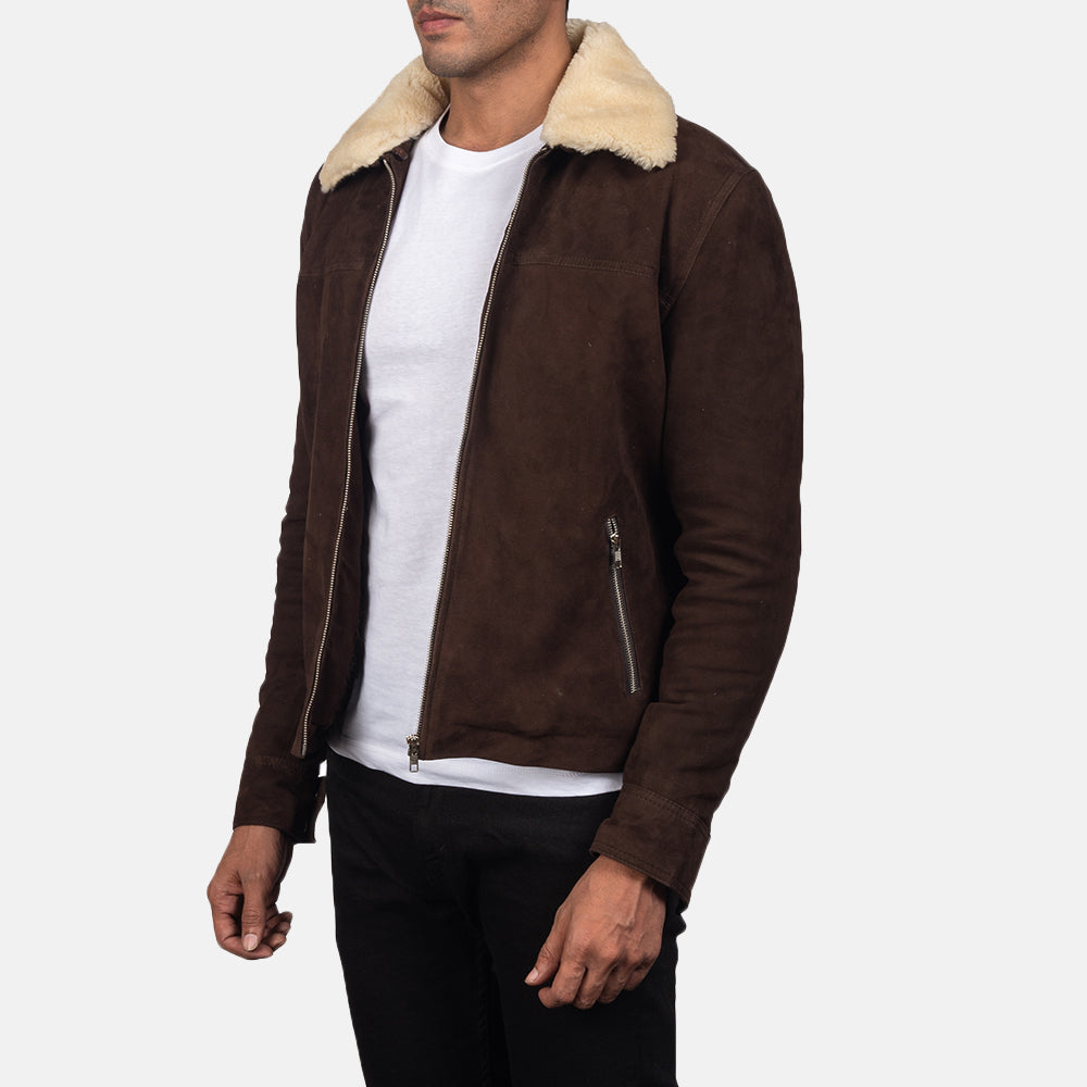 Coffner Brown Shearling Fur Jacket by Dash Racegear - men Jacket view 2