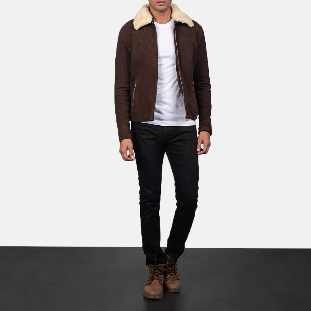Coffner Brown Shearling Fur Jacket by Dash Racegear - men Jacket view 3
