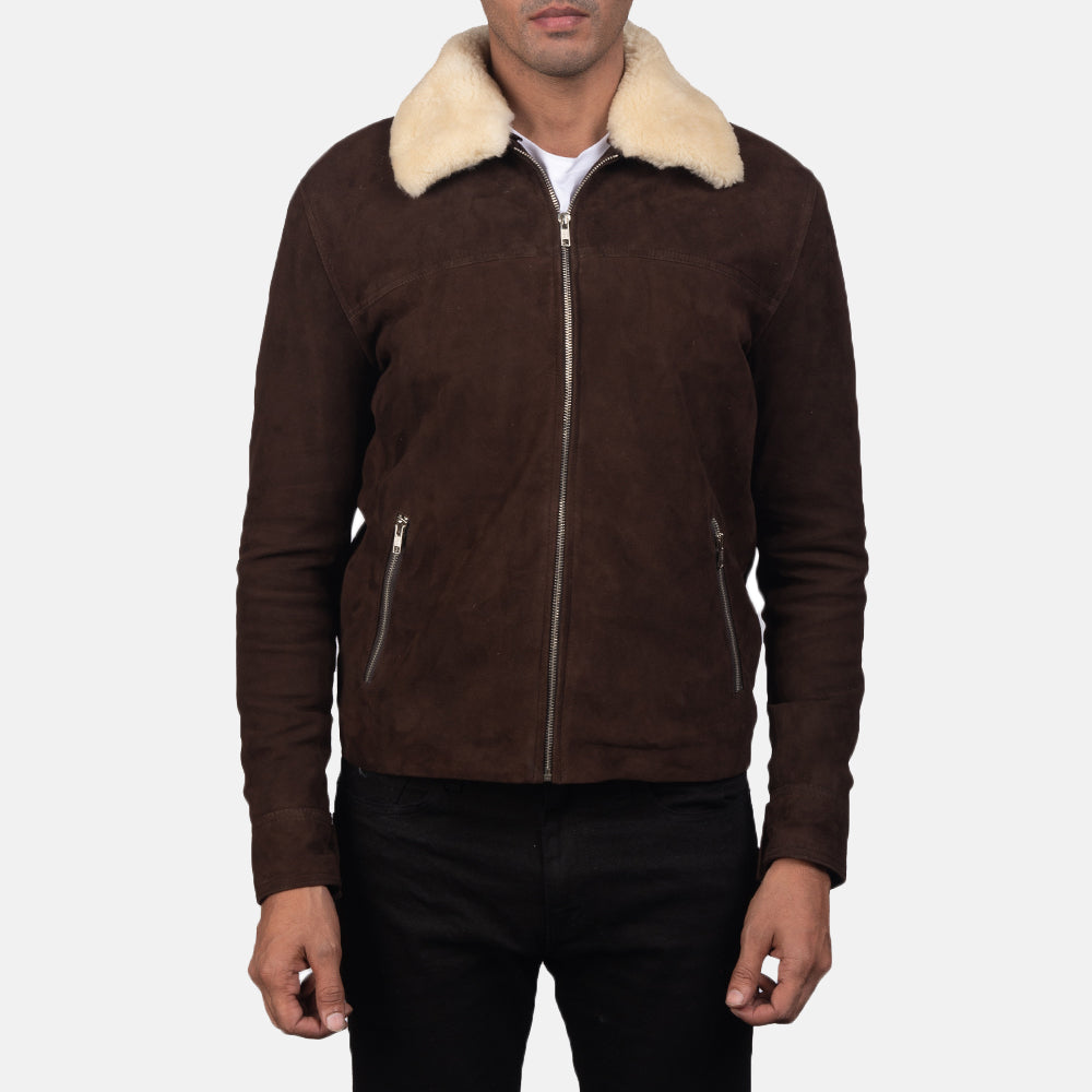 Coffner Brown Shearling Fur Jacket by Dash Racegear - men Jacket view 4
