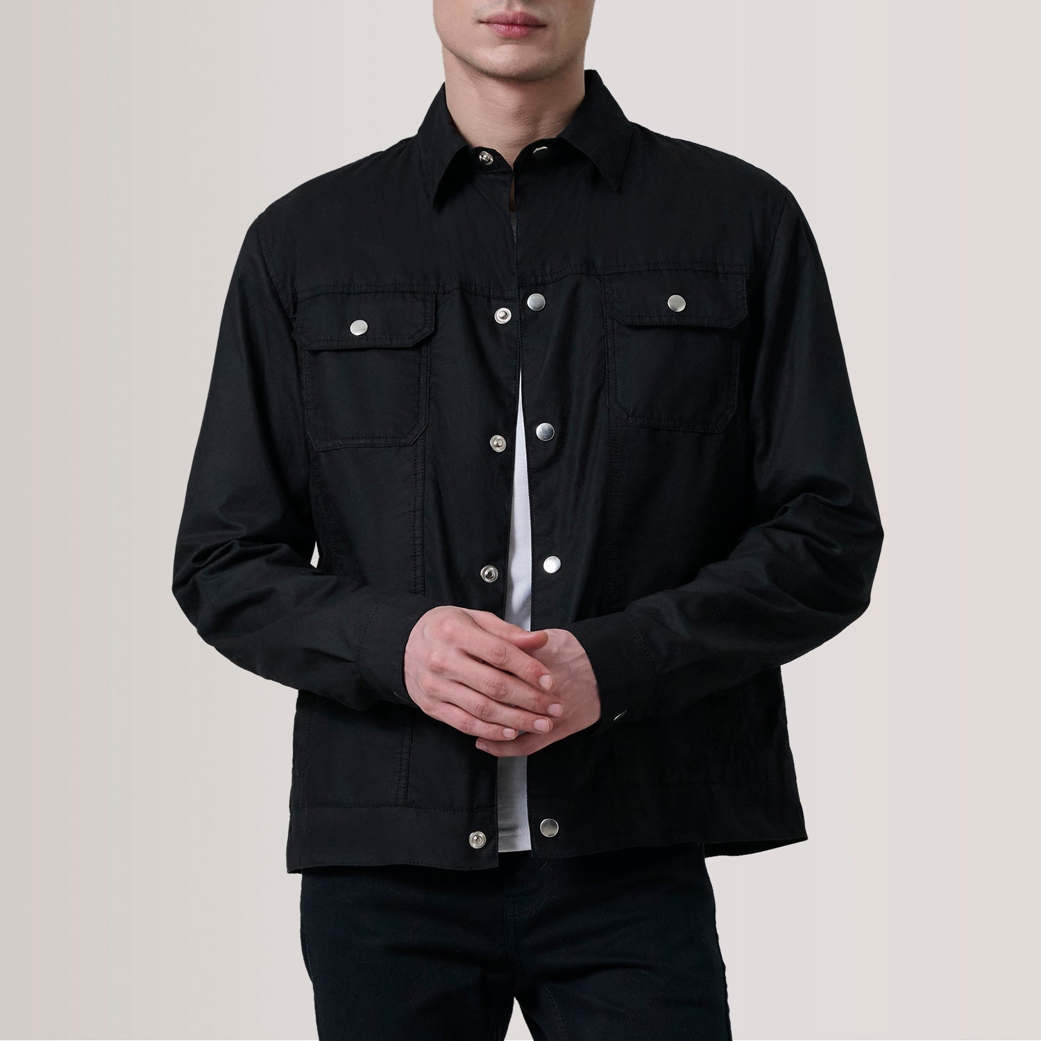 Colberto Black Waxed Canvas Trucker Jacket by Dash Racegear - men Jacket view 1