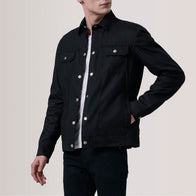 Colberto Black Waxed Canvas Trucker Jacket by Dash Racegear - men Jacket view 3