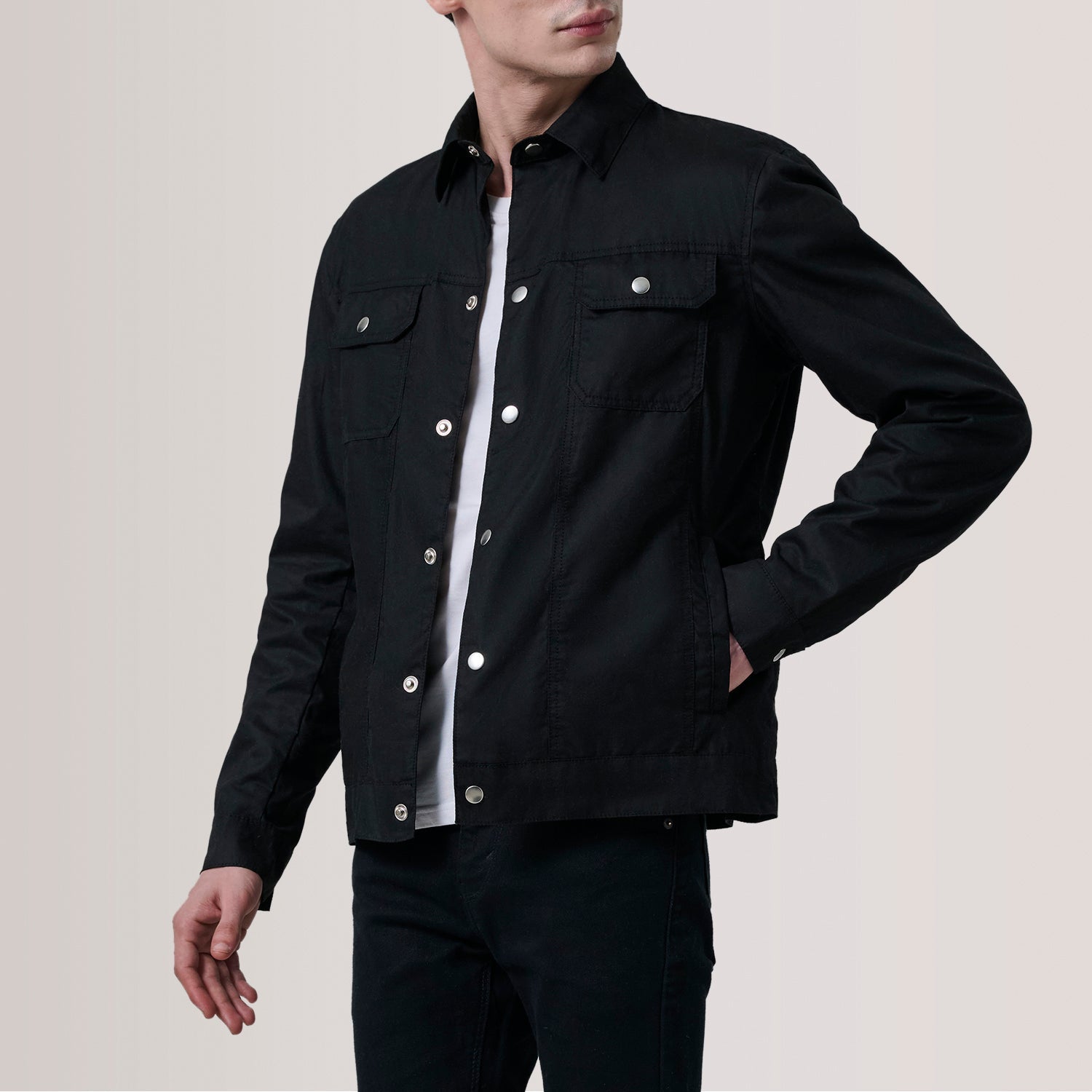 Colberto Black Waxed Canvas Trucker Jacket by Dash Racegear - men Jacket view 3