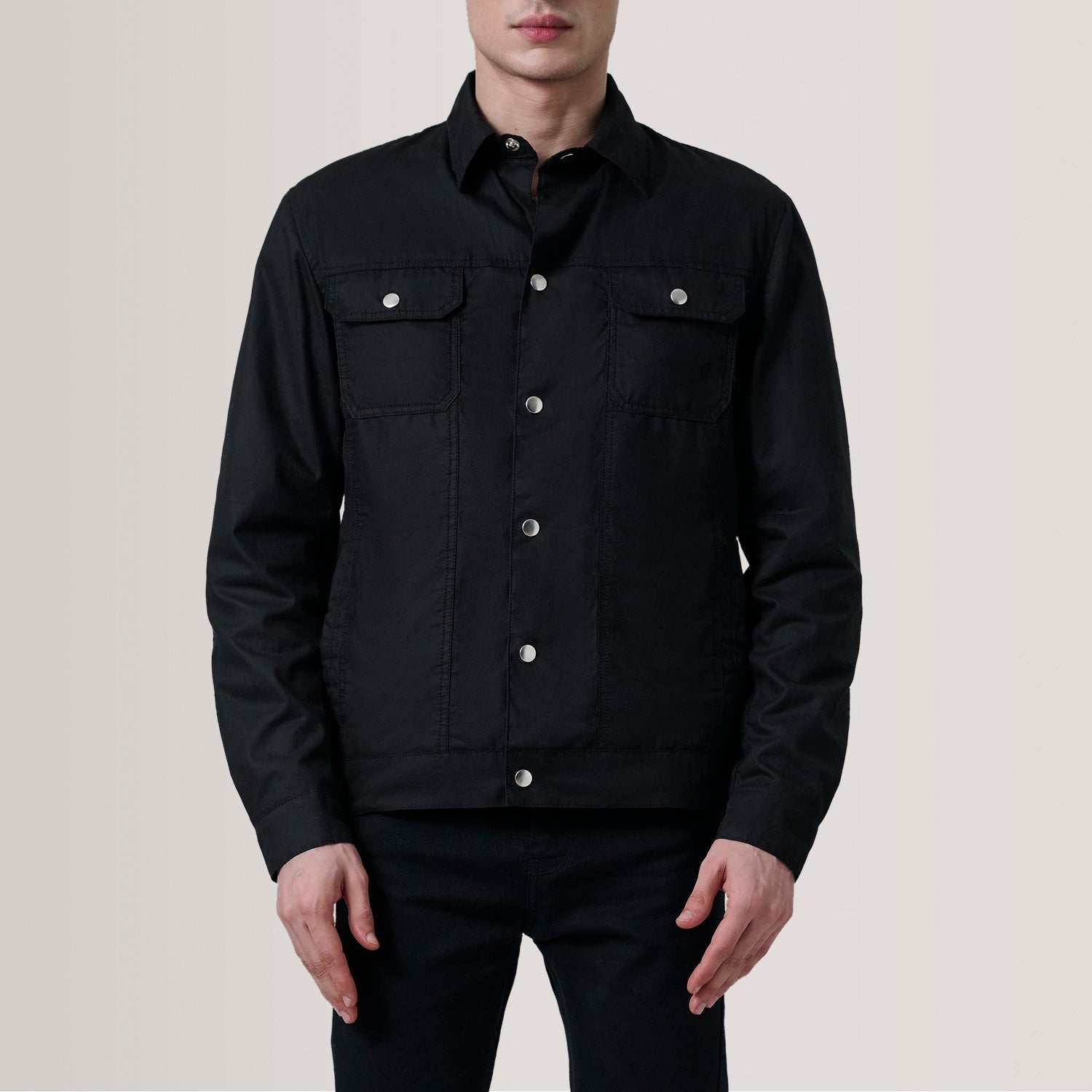 Colberto Black Waxed Canvas Trucker Jacket by Dash Racegear - men Jacket view 5