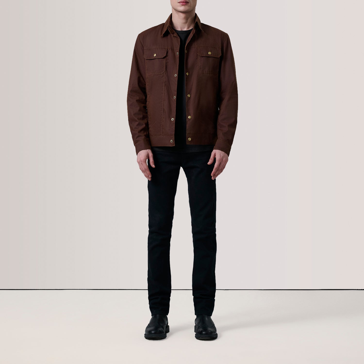 Colberto Brown Waxed Canvas Trucker Jacket by Dash Racegear - men Jacket view 2