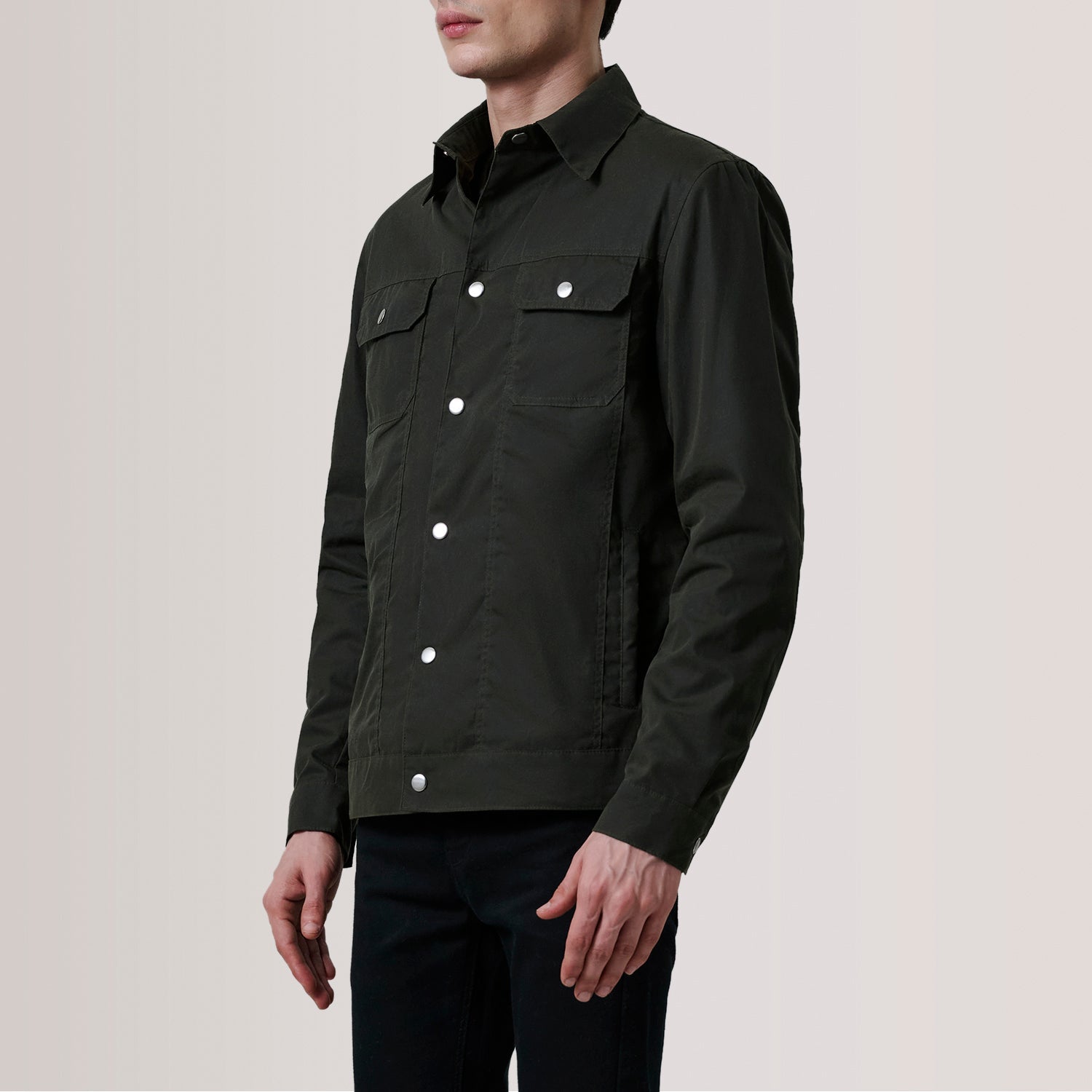 Colberto Olive Waxed Canvas Trucker Jacket by Dash Racegear - men Jacket view 3
