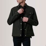 Colberto Olive Waxed Canvas Trucker Jacket by Dash Racegear - men Jacket view 5