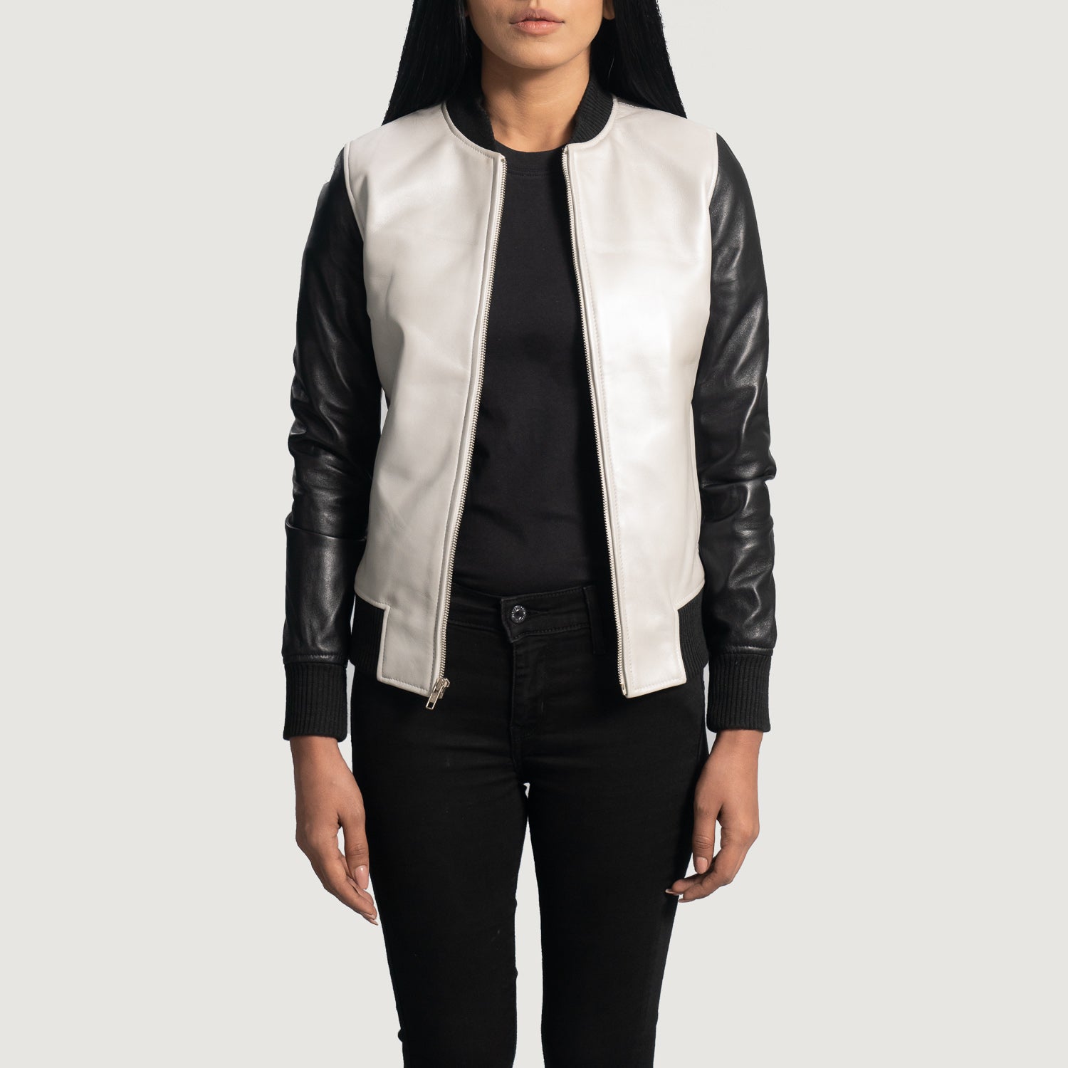 Cole Silver Leather Bomber Jacket by Dash Racegear - women Jacket view 3