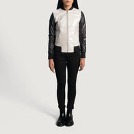 Cole Silver Leather Bomber Jacket by Dash Racegear - women Jacket view 4