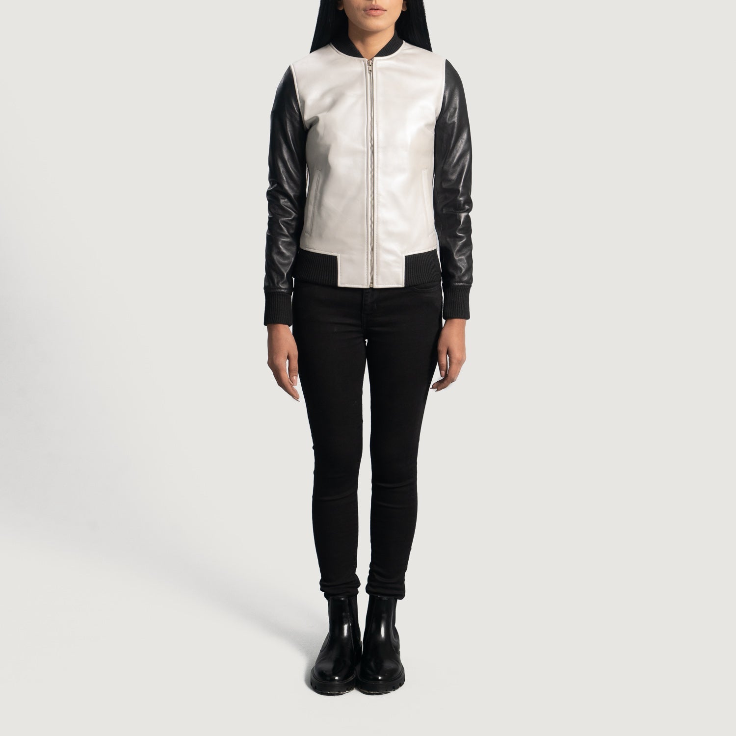Cole Silver Leather Bomber Jacket by Dash Racegear - women Jacket view 4