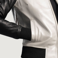 Cole Silver Leather Bomber Jacket by Dash Racegear - women Jacket view 5
