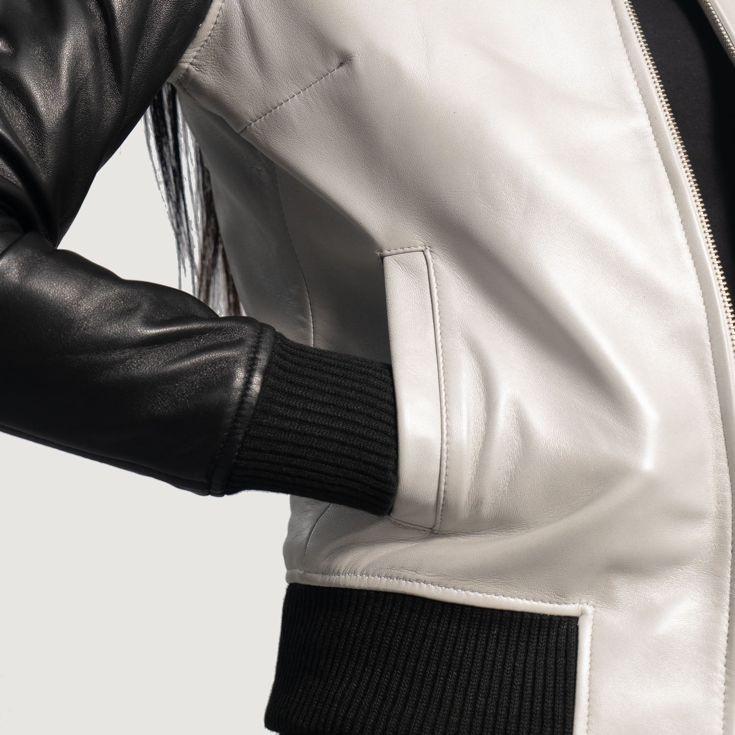 Cole Silver Leather Bomber Jacket by Dash Racegear - women Jacket view 5