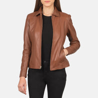Colette Brown Leather Jacket by Dash Racegear - women Jacket view 1