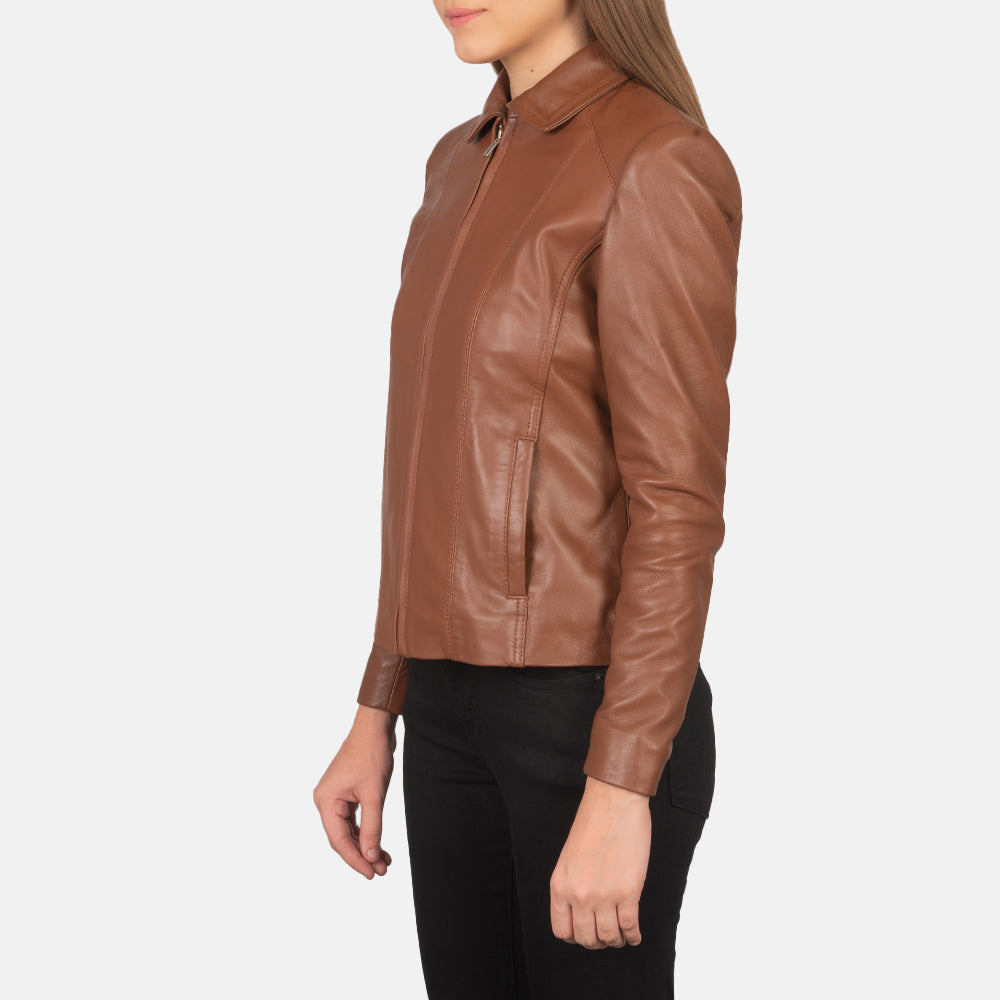Colette Brown Leather Jacket by Dash Racegear - women Jacket view 2