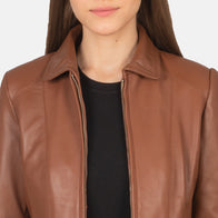 Colette Brown Leather Jacket by Dash Racegear - women Jacket view 6
