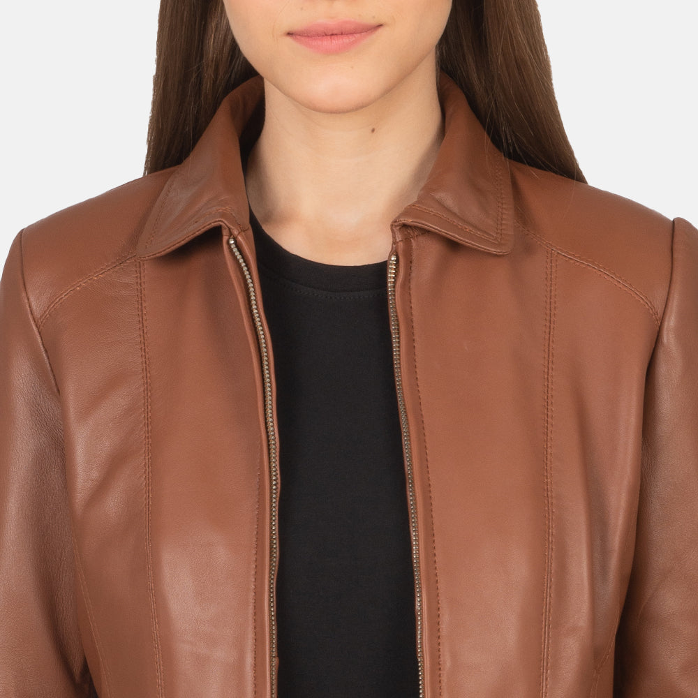 Colette Brown Leather Jacket by Dash Racegear - women Jacket view 6