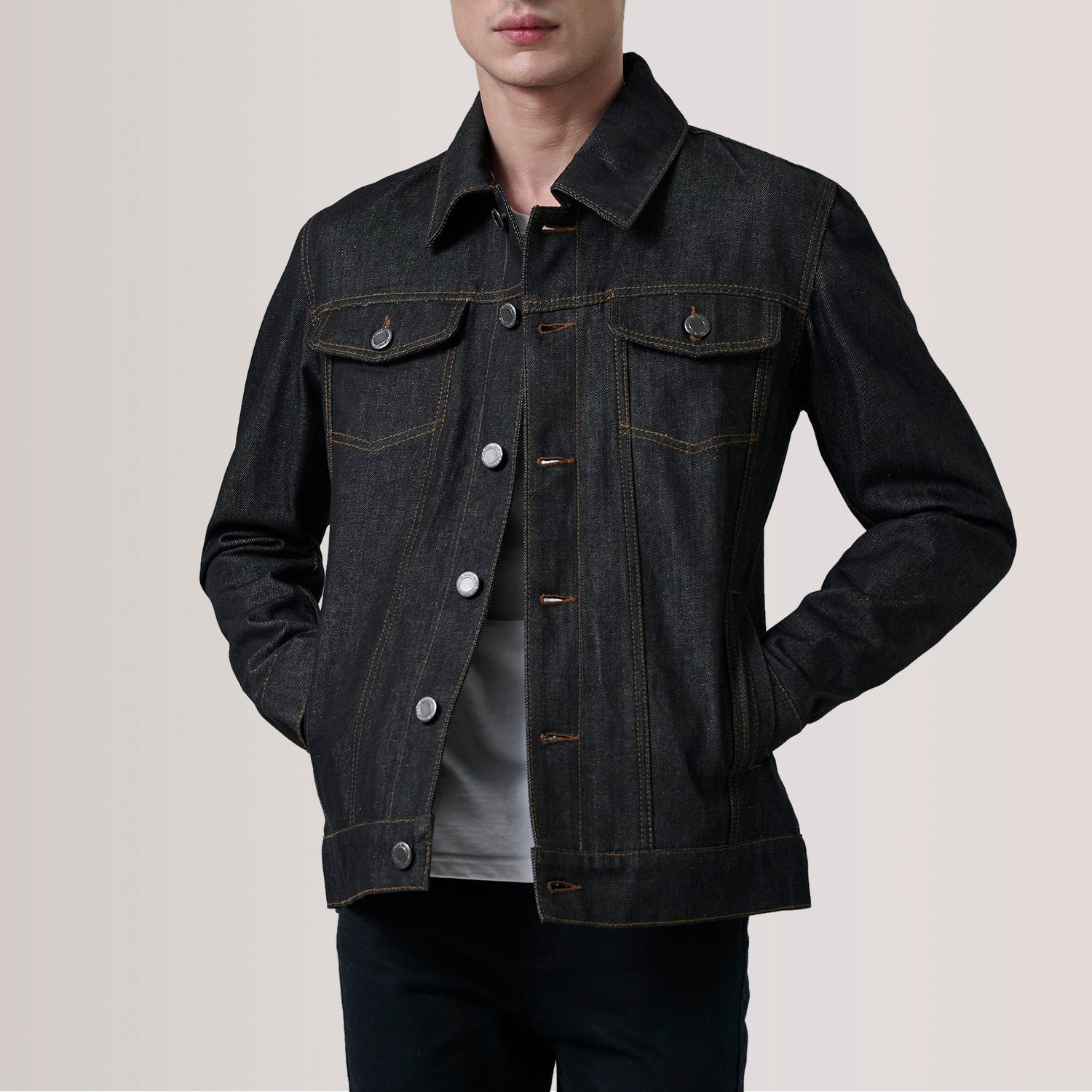 Conard Faded Black Denim Trucker Jacket by Dash Racegear - men Jacket view 1