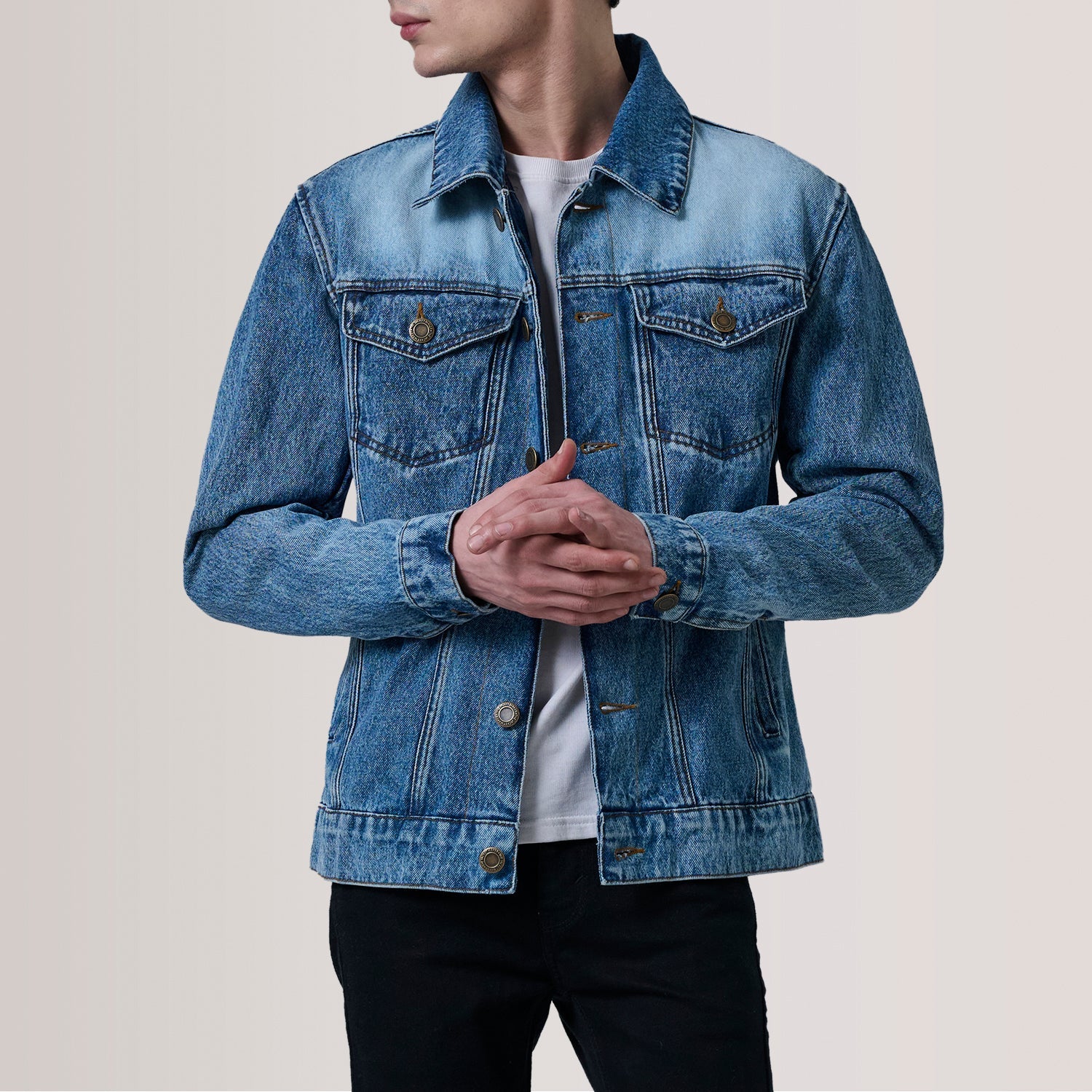 Conard Ice Blue Denim Trucker Jacket by Dash Racegear - men Jacket view 1