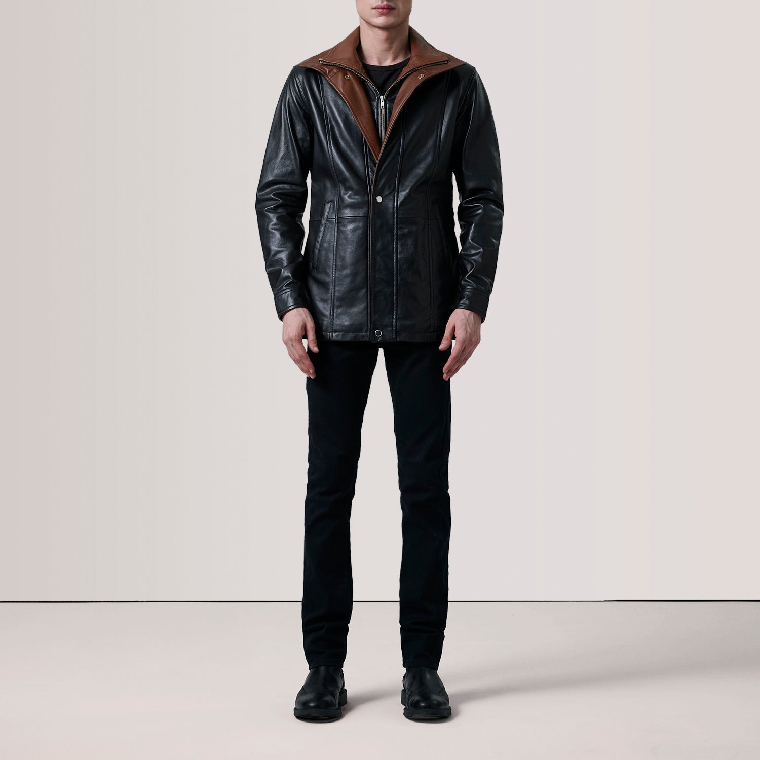Connor Black Leather Coat by Dash Racegear - men Jacket view 2