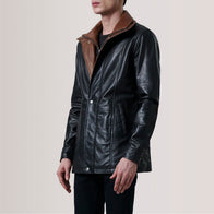 Connor Black Leather Coat by Dash Racegear - men Jacket view 3