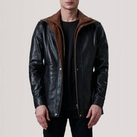 Connor Black Leather Coat by Dash Racegear - men Jacket view 5
