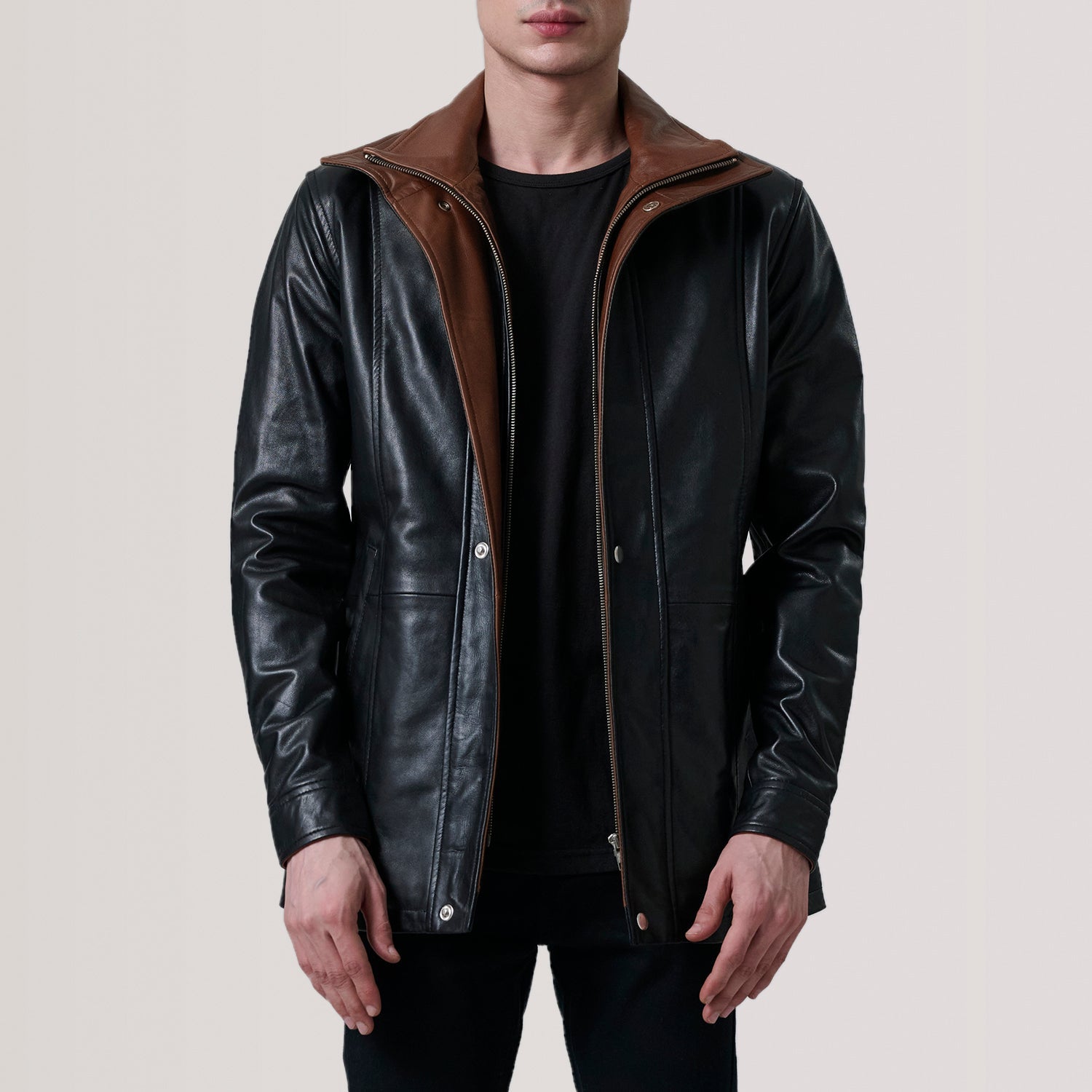 Connor Black Leather Coat by Dash Racegear - men Jacket view 5