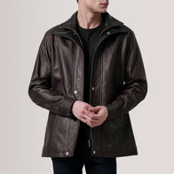 Connor Maroon Leather Coat by Dash Racegear - men Jacket view 1