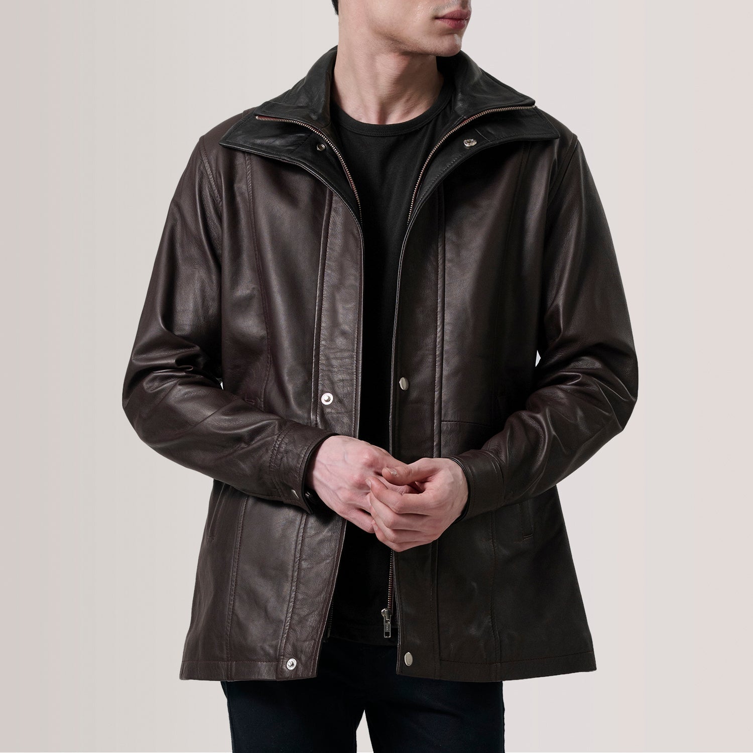 Connor Maroon Leather Coat by Dash Racegear - men Jacket view 1