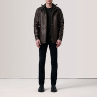 Connor Maroon Leather Coat by Dash Racegear - men Jacket view 2