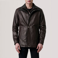 Connor Maroon Leather Coat by Dash Racegear - men Jacket view 5