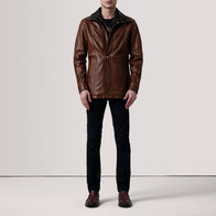 Connor Waxed Brown Leather Coat by Dash Racegear - men Jacket view 2