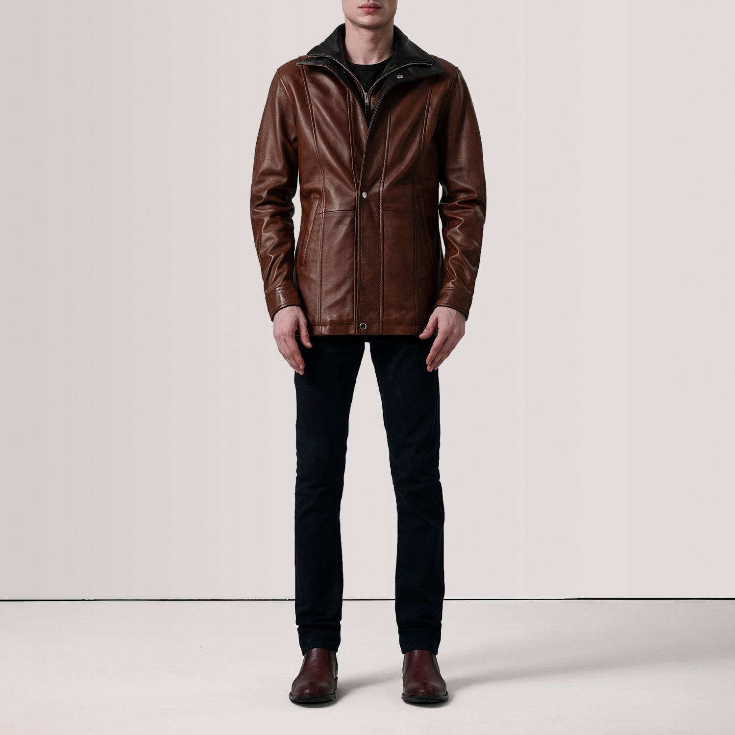 Connor Waxed Brown Leather Coat by Dash Racegear - men Jacket view 2