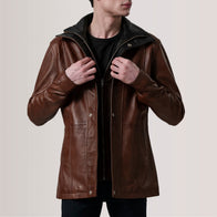 Connor Waxed Brown Leather Coat by Dash Racegear - men Jacket view 5