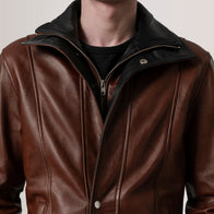 Connor Waxed Brown Leather Coat by Dash Racegear - men Jacket view 6
