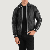 Cooper Black Leather Varsity Jacket by Dash Racegear - men Jacket view 1