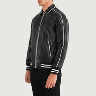 Cooper Black Leather Varsity Jacket by Dash Racegear - men Jacket view 2