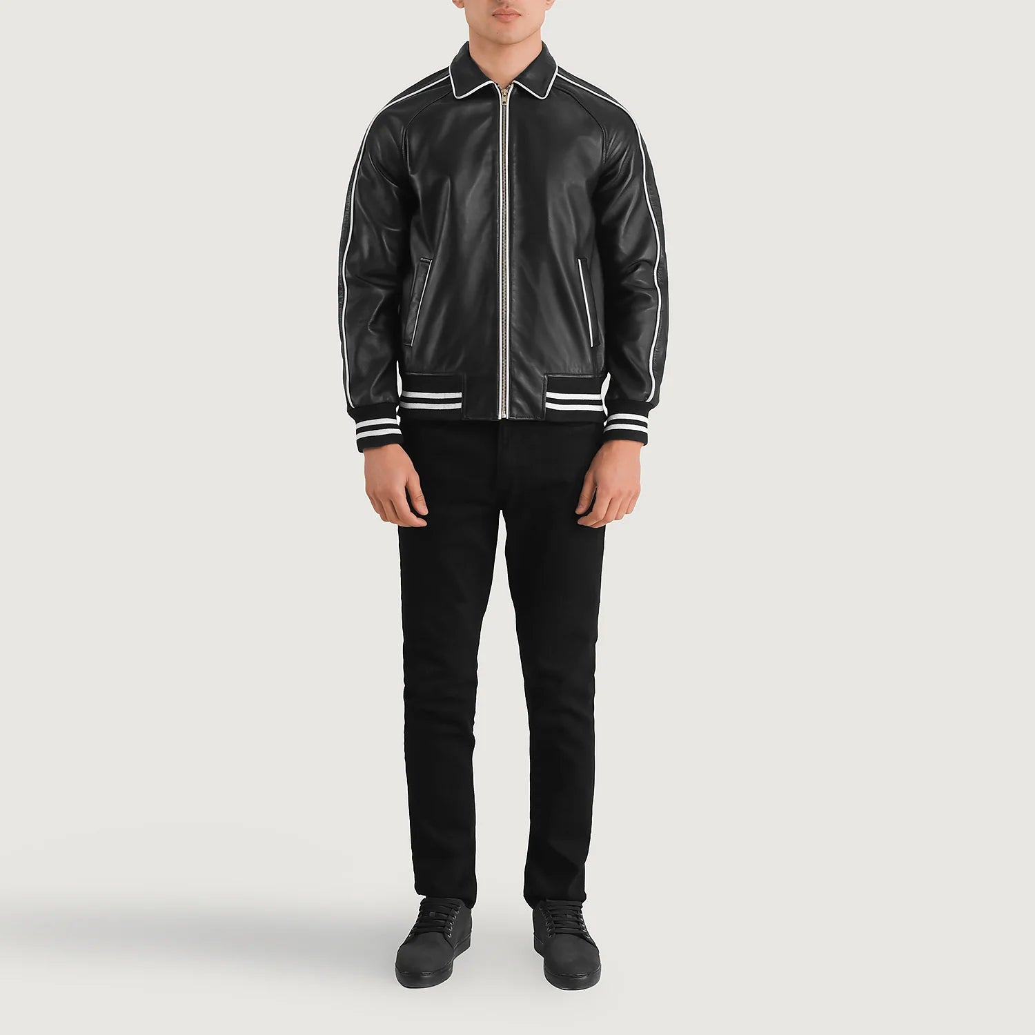 Cooper Black Leather Varsity Jacket by Dash Racegear - men Jacket view 3