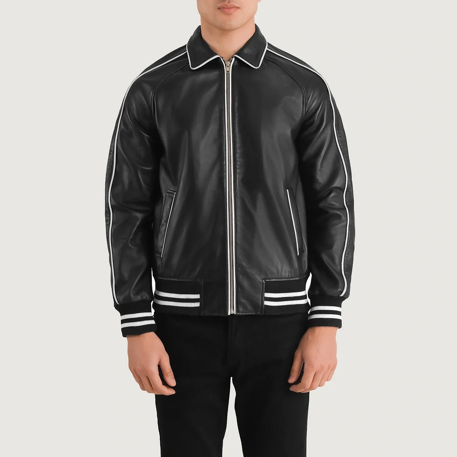 Cooper Black Leather Varsity Jacket by Dash Racegear - men Jacket view 4
