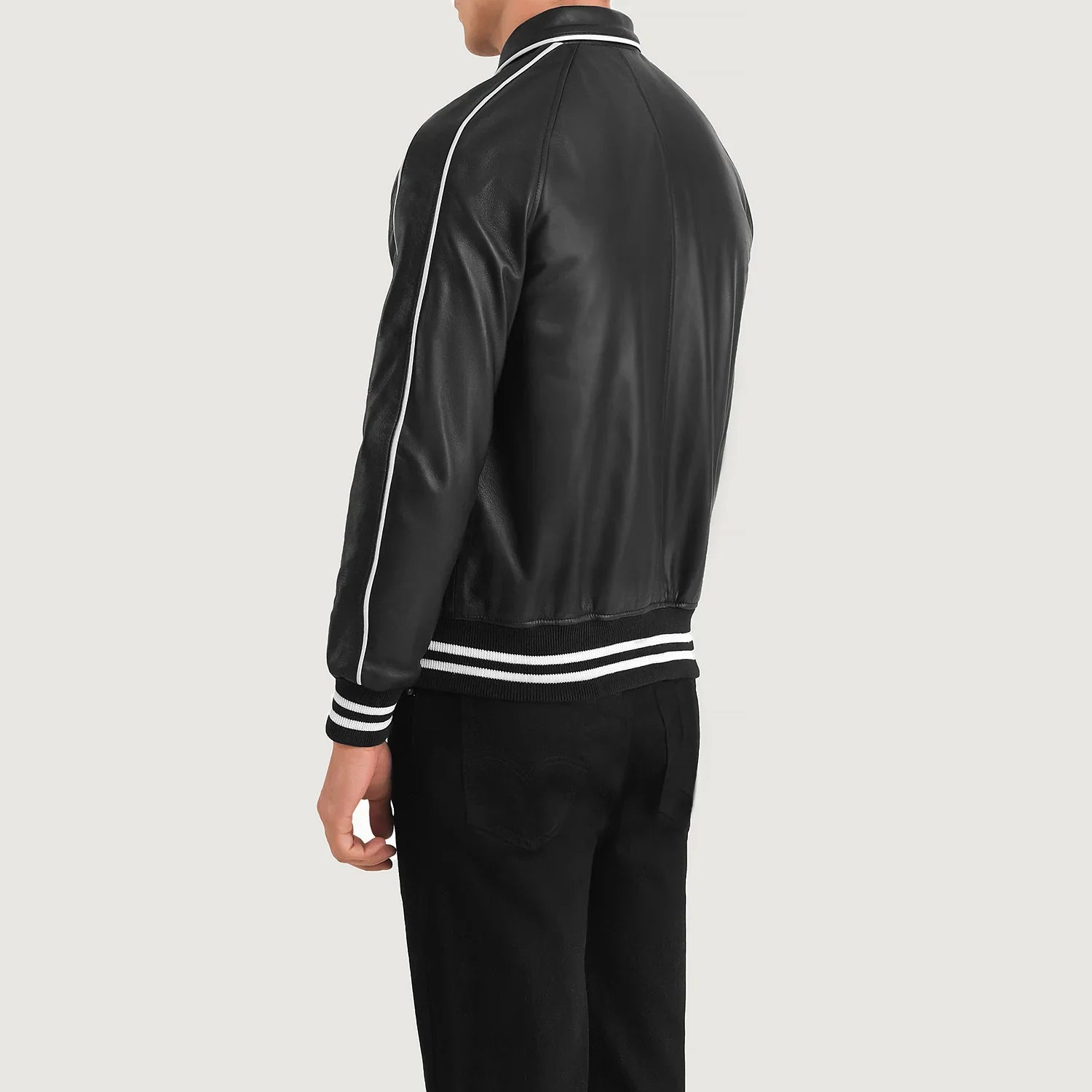 Cooper Black Leather Varsity Jacket by Dash Racegear - men Jacket view 5